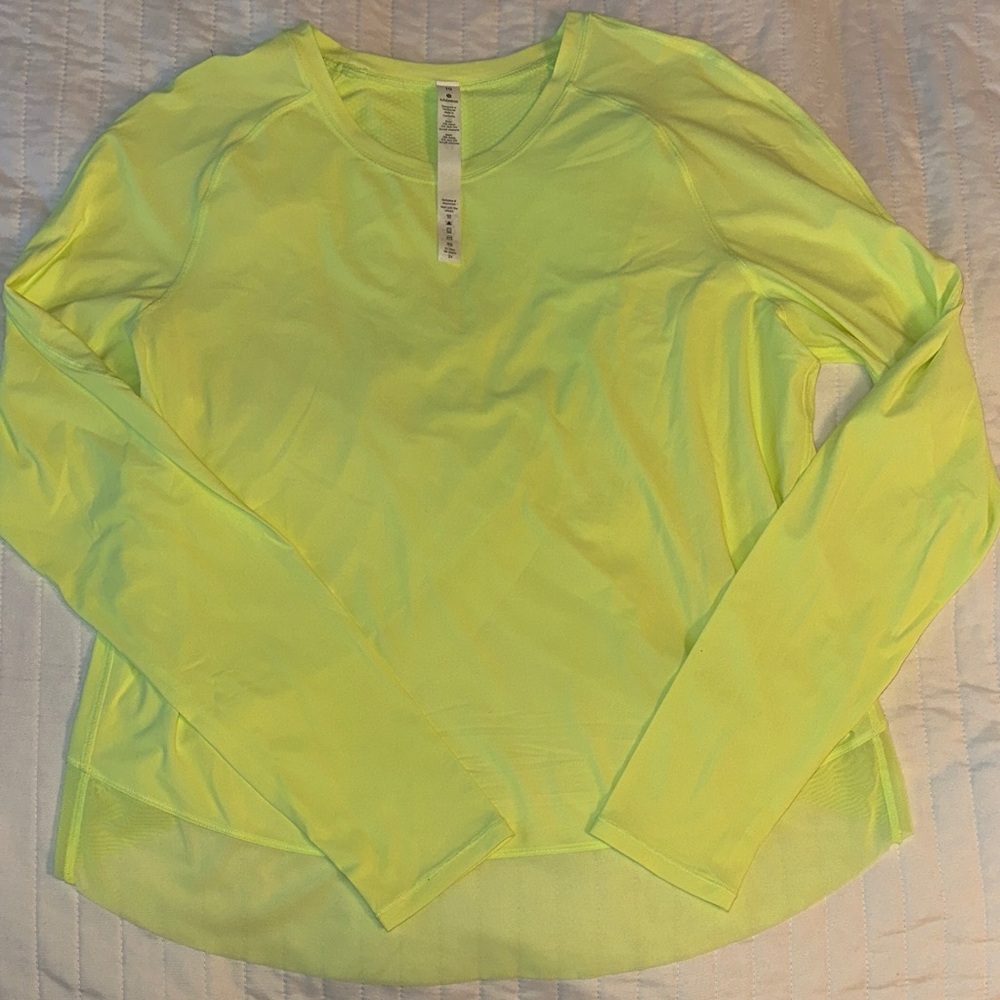 Lululemon Quick Pace Neon Yellow Long Sleeve - Picture 2 of 6